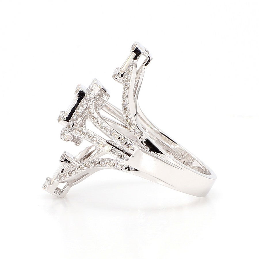 Natural Diamond Baguette Cluster Bypass Ring