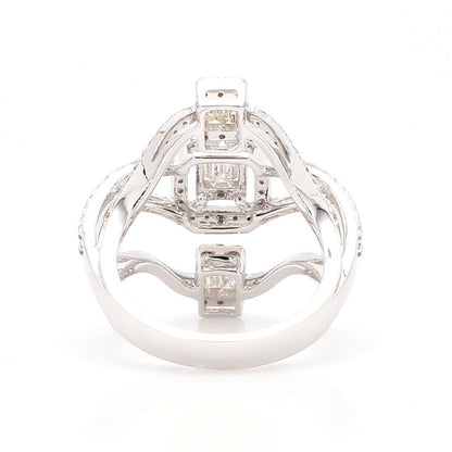 Natural Diamond Baguette Cluster Bypass Ring