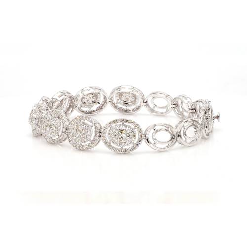 Natural Diamond Circle-Link Statement Bracelet