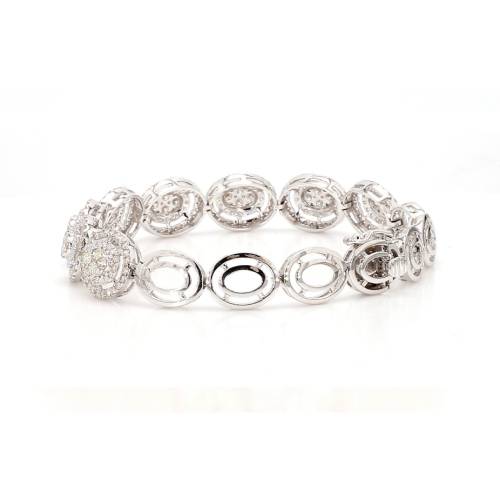 Natural Diamond Circle-Link Statement Bracelet