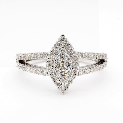 Natural Diamond Marquise Cluster Statement Ring