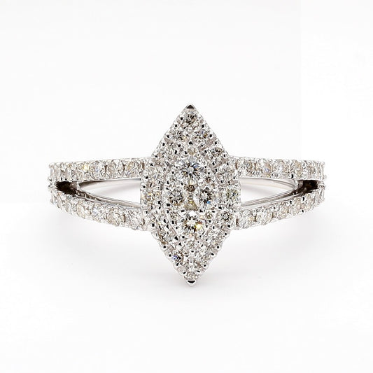 Natural Diamond Marquise Cluster Statement Ring