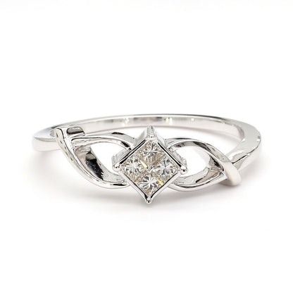 Natural Diamond Princess-Cut Quad Engagement Ring