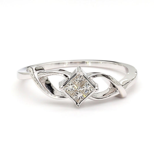 Natural Diamond Princess-Cut Quad Engagement Ring