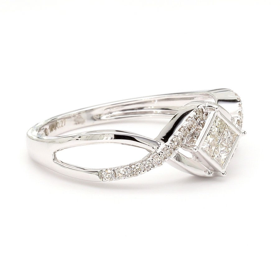 Natural Diamond Princess-Cut Quad Infinity Halo Ring