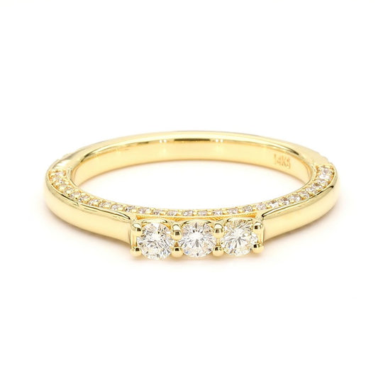 Natural Diamond Three-Stone Side-Pave Band