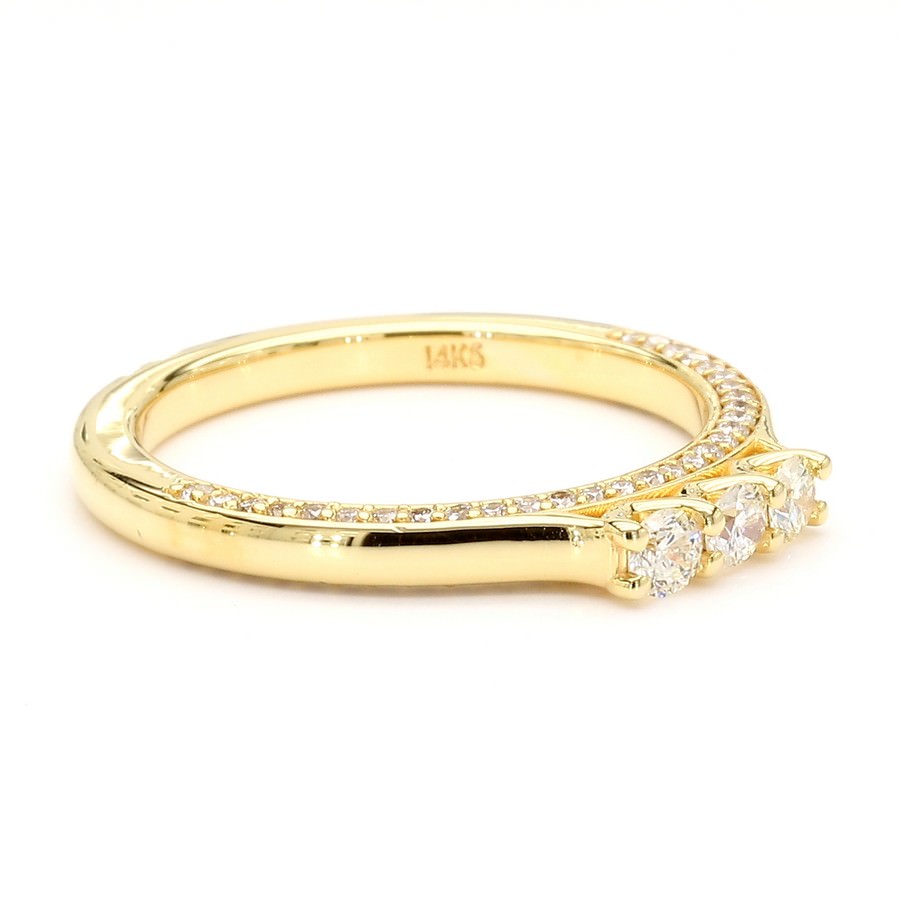 Natural Diamond Three-Stone Side-Pave Band