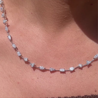 Lab-Created Diamond Multi-Shape Tennis Necklace E-F VS)