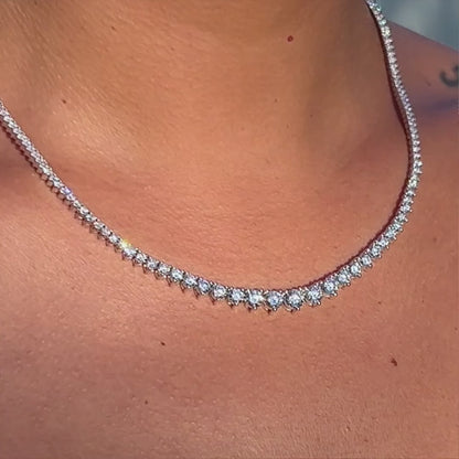 Lab-Created 3-Prong Diamond Riviera Necklace F-G SI)