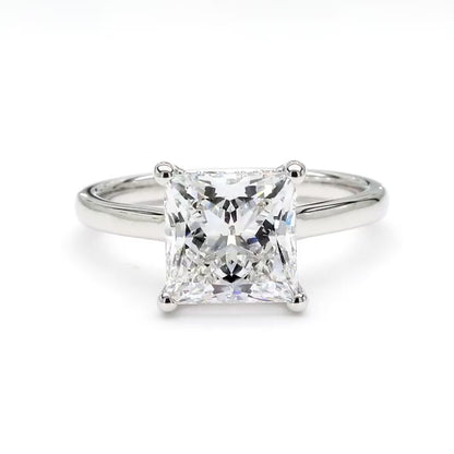 14K White Gold Princess Hidden Halo Ring