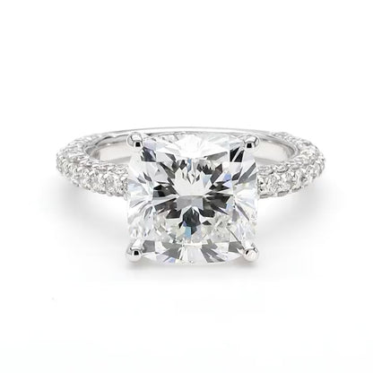 IGI Certified Lab-Created Diamond Cushion 3-Way Pave Hidden Halo Ring F VS)