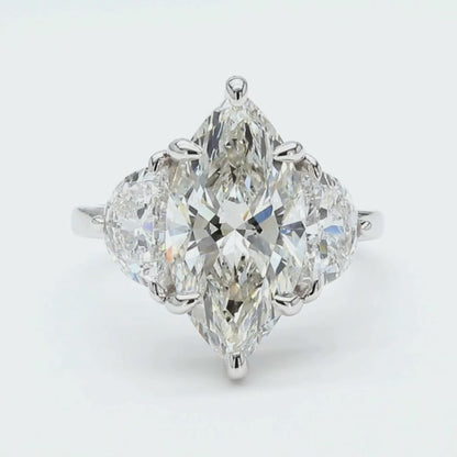 IGI Certified Lab-Created Diamond Marquise 3-Stone Ring F VS)