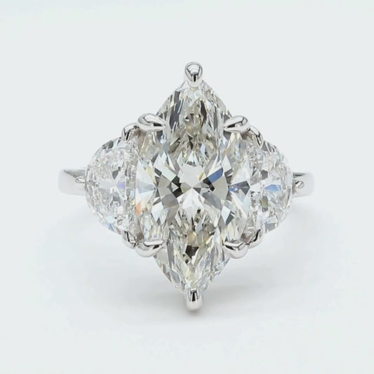 IGI Certified Lab-Created Diamond Marquise 3-Stone Ring F VS)