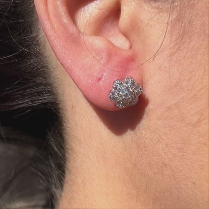 Lab-Created Diamond Flower Screwback Stud Earrings F-G VS)