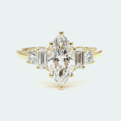 IGI Certified Lab-Created Diamond Marquise 5-Stone Ring F VS)