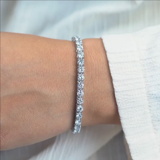 Lab-Created 4-Prong Round Diamond Tennis Bracelet F-G SI)