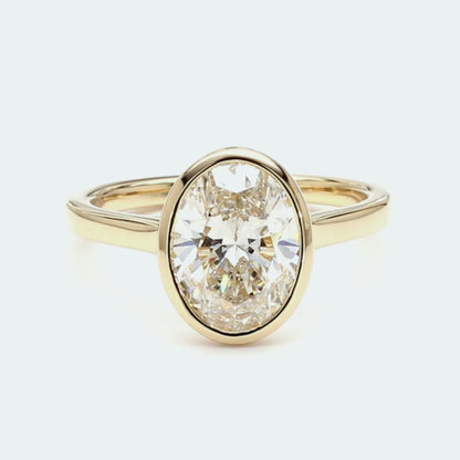 IGI Certified Lab-Created Diamond Oval Bezel Ring F VS)