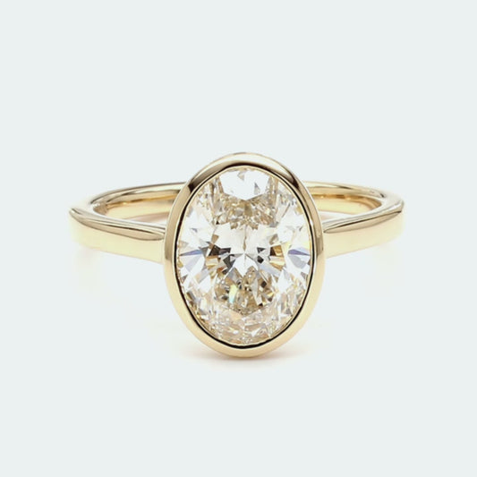IGI Certified Lab-Created Diamond Oval Bezel Ring F VS)