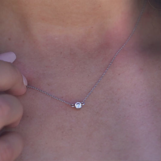 Lab-Created Diamond Bezel Pendant Necklace F-G VS)