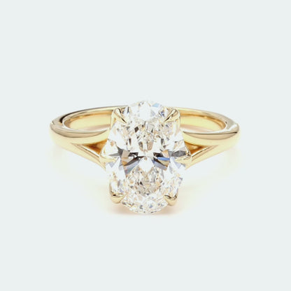 IGI Certified Lab-Created Diamond Oval Tulip Split Shank Ring F VS)