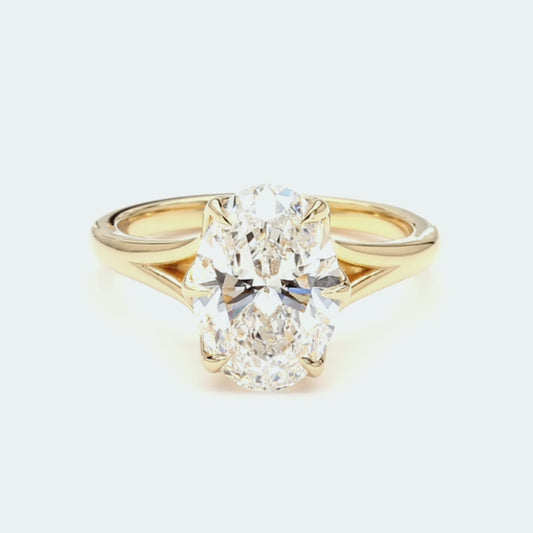 IGI Certified Lab-Created Diamond Oval Tulip Split Shank Ring F VS)