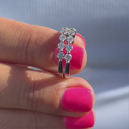 Lab-Created Diamond 6 Stone Hoop Earrings F-G VS)