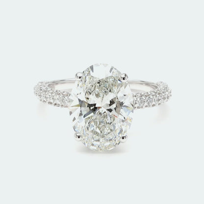 IGI Certified Lab-Created Oval Diamond 3-Way Pave Hidden Halo Ring F VS)