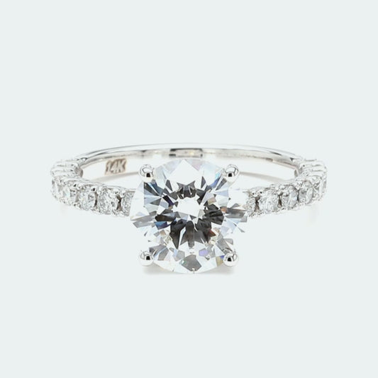 IGI Certified Lab-Created Diamond Round Hidden Halo Pave Ring F VS)
