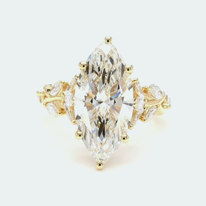 IGI Certified Lab-Created Diamond Marquise Twisted Band and Leaf Accent Ring F VS)