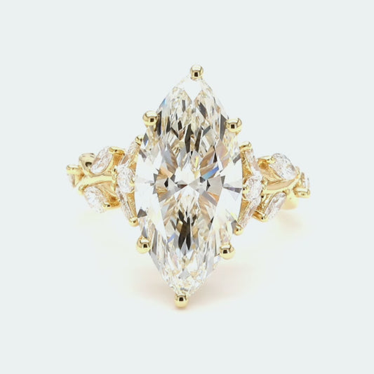 IGI Certified Lab-Created Diamond Marquise Twisted Band and Leaf Accent Ring F VS)