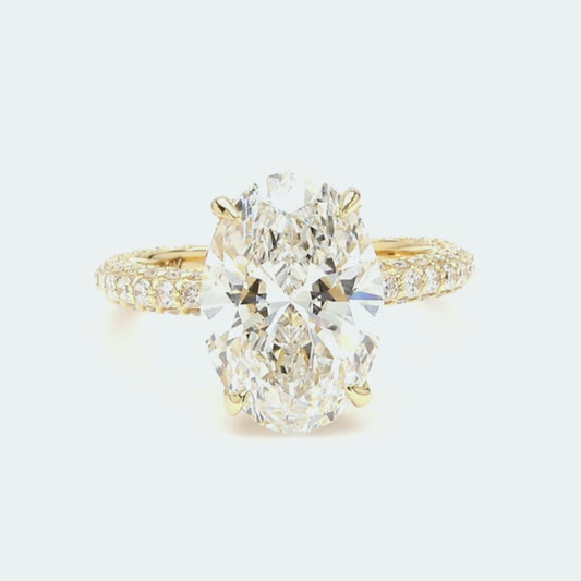 IGI Certified Lab-Created Oval Diamond 3-Way 3/4 Pave Hidden Halo Ring F VS)