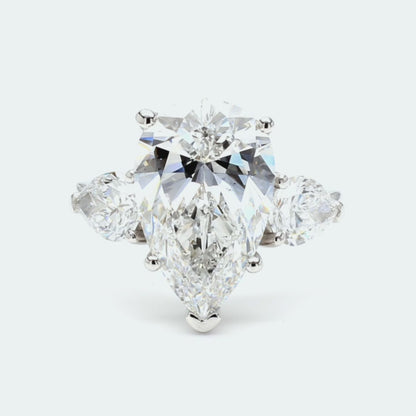 IGI Certified Pear Lab-Created Diamond 3-Stone Ring F VS)