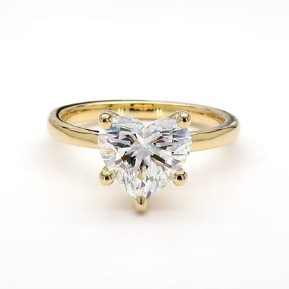 14K Yellow Gold Heart Solitaire Ring