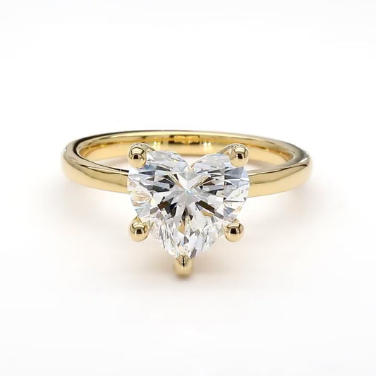 14K Yellow Gold Heart Solitaire Ring