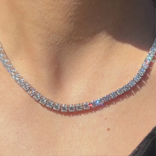 Lab-Created Round Diamond Tennis Necklace F-G SI)