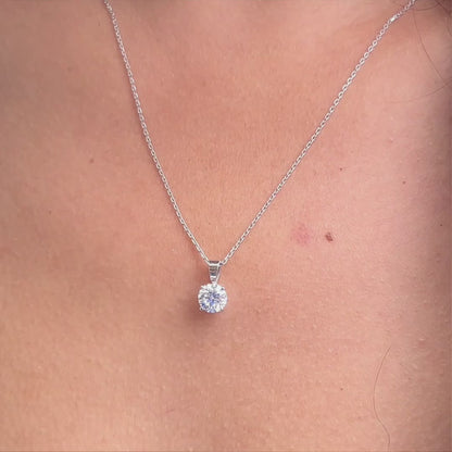 Lab-Created Diamond Solitaire Pendant Necklace F-G SI)