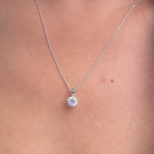 Lab-Created Diamond Solitaire Pendant Necklace F-G SI)
