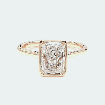 IGI Certified Lab-Created Diamond Radiant Bezel Ring F VS)