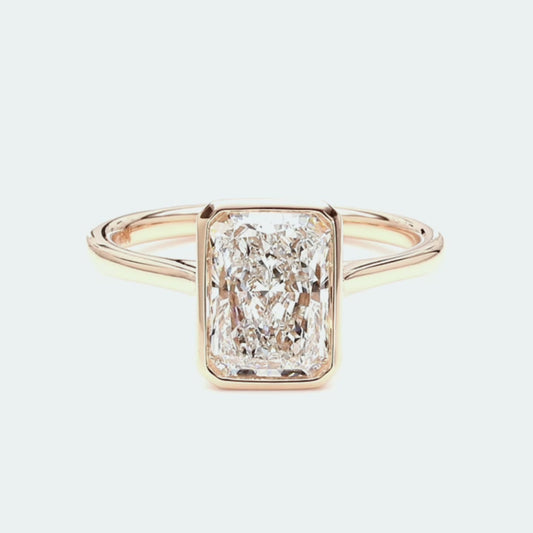 IGI Certified Lab-Created Diamond Radiant Bezel Ring F VS)
