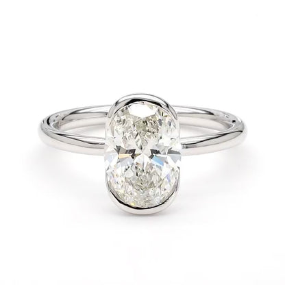 IGI Certified Lab-Created Diamond Oval Side Bezel Ring F VS)