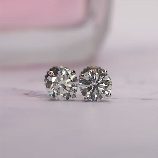 Lab-Created Diamond 4 Prong Basket Screw Back Stud Earring (1.40- E-F VS)