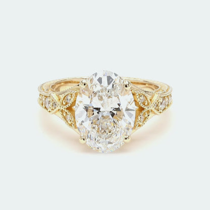 IGI Certified Lab-Created Diamond Oval Antique Ring F VS)