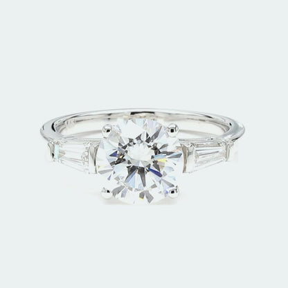 14K White Gold Round 3-Stone Ring