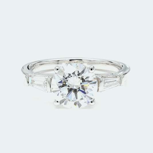 14K White Gold Round 3-Stone Ring