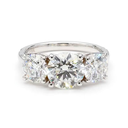 IGI Certified Lab-Created Diamond Round 3 Stone Ring F VS)