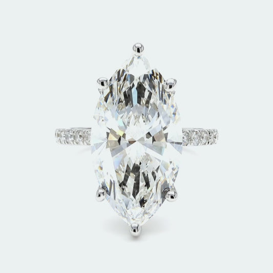 IGI Certified Lab-Created Diamond Marquise Pave Ring F VS)