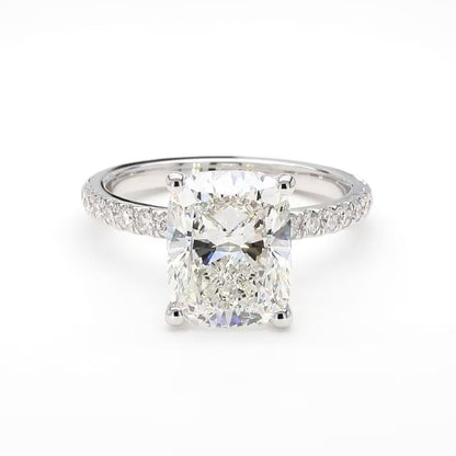 14K White Gold Cushion Pave Ring