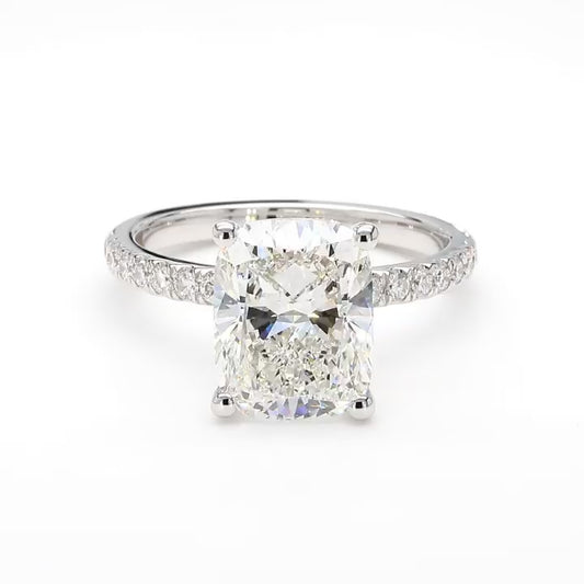 14K White Gold Cushion Pave Ring