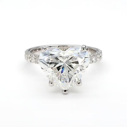 14K White Gold Heart Pave Ring