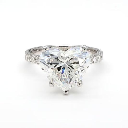 14K White Gold Heart Pave Ring
